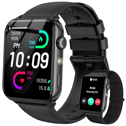 IOWODO Montre Connectée Femme Homme Appel Bluetooth, Torche Intégrée, Notifications Réseaux...