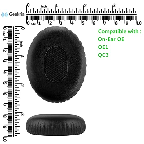 Almohadillas de repuesto Geekria compatibles con auriculares Bose On-Ear OE, OE1 y QuietComfort 3 (QC3), cojines para orejas, piezas de reparación (negro) miniatura 6