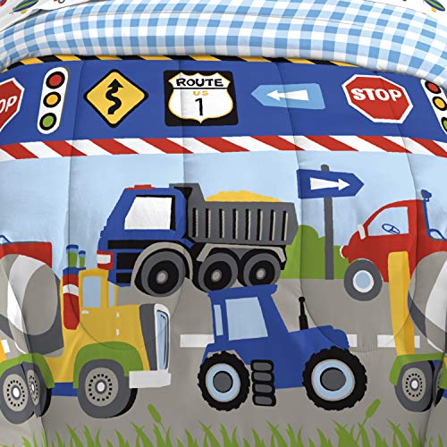 Dream Factory 2D719901MU Trucks Tractors Cars Boys 5-Piece Bedding Comforter Sheet Set thumb #5