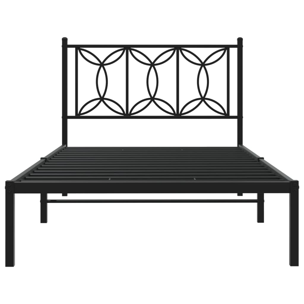 vidaXL Estructura de Cama con cabecero Metal Negro 100x190 cm, armazón de Cama, Cama, Muebles de Dormitorio, Marco de Cama, Cama Individual
