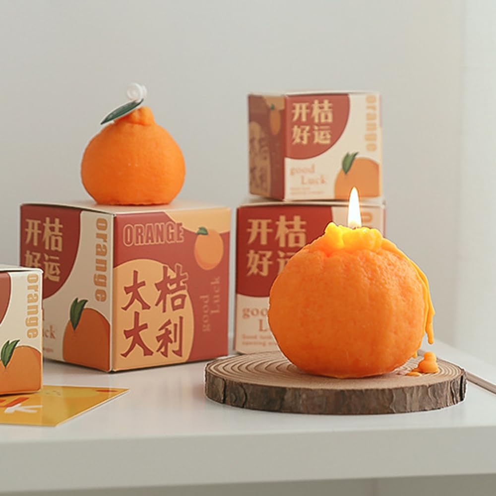 Mini Fruit Orange Scented Candles, Home Decor Candle, Scented Candle Party Christmas Home Decoration Gifts Room Decor 1pcs Aromatherapy
