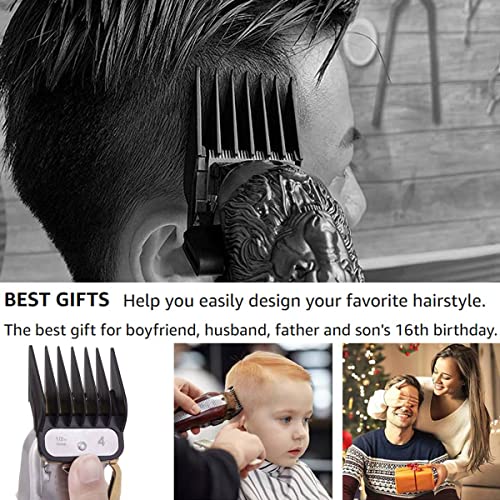 Colorski Clipper Guards Cutting Guides 10 Black With Metal Clip Compatible With Whal Clippers Cutting Guides/Combs Attachment -From 1/16” To 1”, Cutting Lengths Guards Set #TOP5