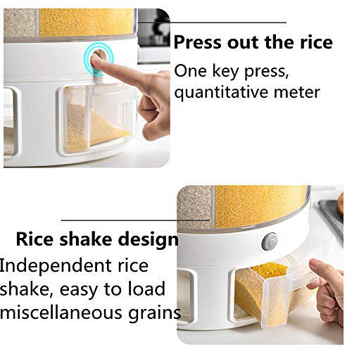Large Food Dispenser Rice Dispenser 6-Grid Rice Bucket Whole Grains Rice Container Storage with Lid Dry Food Dispenser Storage Box for Kitchen