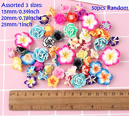 Assorted 50 Pack Tropical Flower Resin Charms Hawaiian Bali Plumeria Flatback Cabochons Flatback Plastic Beads For Miniature Fairy Garden Accessories Scrapbooking Home Decor Supplies #TOP1