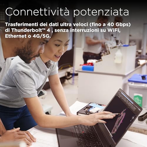 Workstation Mobile 16 Pollici ThinkPad P16v Gen 2, Laptop Professionale Windows 11 Pro, Intel Core Ultra 7 155H, RAM 2x16GB DDR5, 1TB SSD NVMe - Computer NVIDIA RTX 500 Ada, USB-C e HDMI - Notebook - Immagine 4