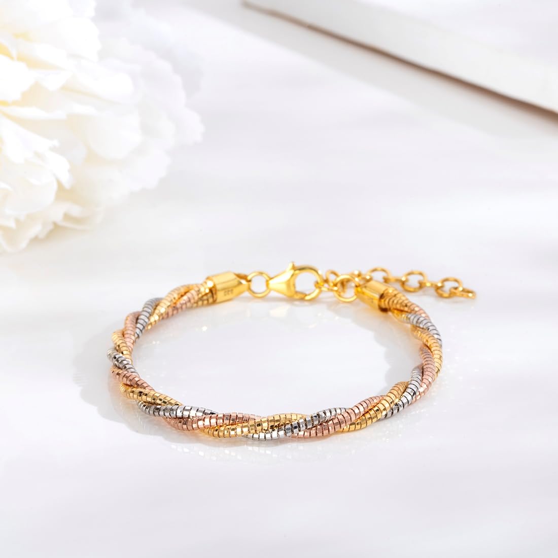 925 Silver Playful Twist TripleTone Rope Chain Bracelet