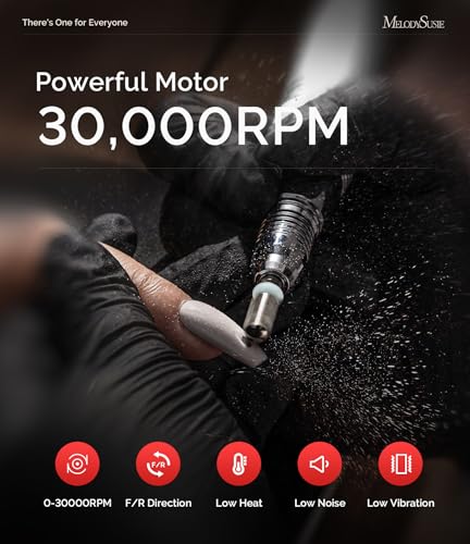 Image of MelodySusie Multifunctional Desktop Nail Drill with Foot Pedal, SC320I 30000RPM E-File with Bit Holders & Elegant Design for Manicure Trimming, Shaping & Gel Removal, Ideal for Nail Artists & Home Use