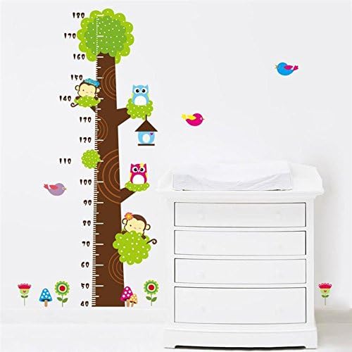 Funnytoday365 Owl Monkey Butterfly Flower Tree Growth Chart Wall Art Home Decorations Animals Stickers Cartoon Childrens Decals Cd003. 4.0