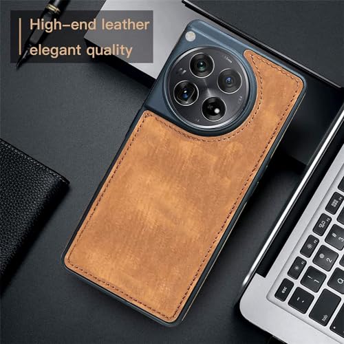 Image of A rtistque Premium Pu Leather Back Cover Case for OnePlus 12 5G | with Inner Fabric |Smooth Hand Feel | Drop Protection | Raised Camera Edge | Stylish Design | OnePlus 12 Back Cover - Brown