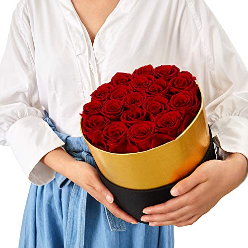 Eterfield Preserved Roses That Last A Year Eternal Rose In A Box That Last A Year Without Fragrance Gift For Her (Round Black Box, 18 Red Roses) #TOP5