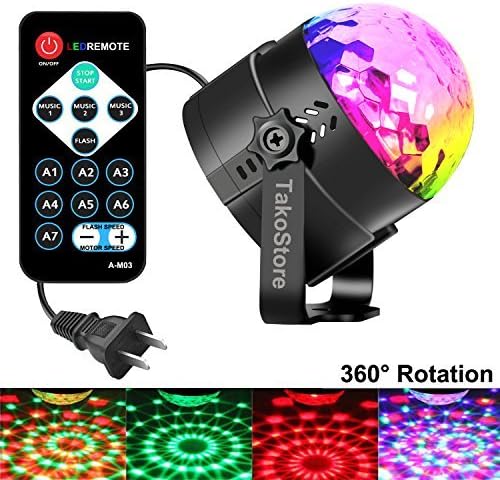 Mini disco ball lights,LED Party Lights,Strobe Light,Sound Actived Auto RGB Mini Rotating Magic Disco Ball Strobe Stage Light For Kids Birthday DJ Dancing Show,Club,Christmas,Birthday Party(with Plug)