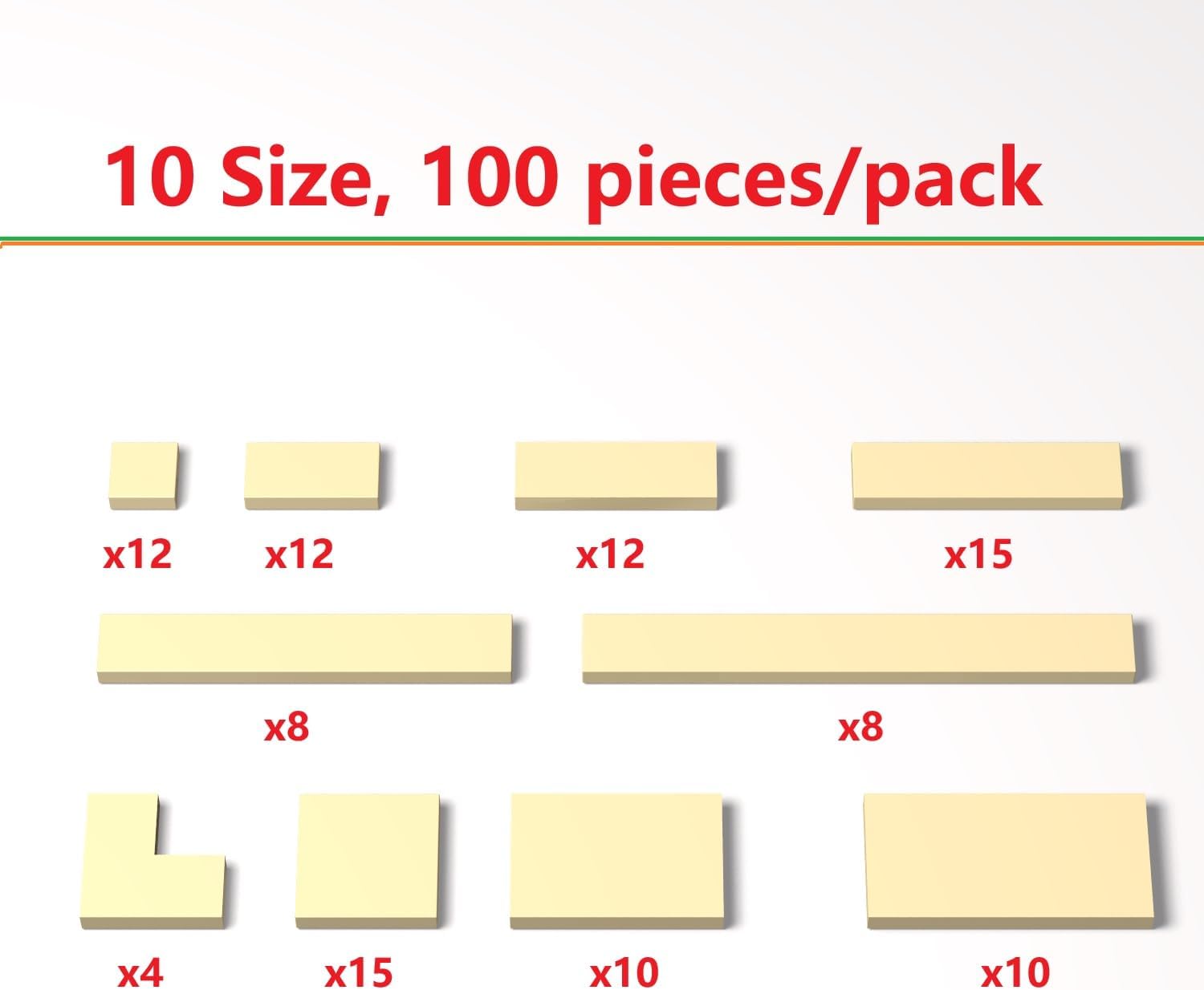 100 Piece GrassGreen Building Tiles Bulk Assortment Pack, Tiles Accessories for Building with 10 Size, Compatible with Lego Parts and Pieces image 3
