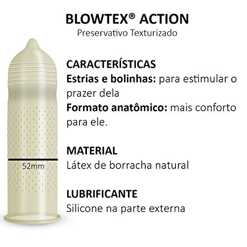 Preservativo Action, Blowtex, Branco, 3 Unidades