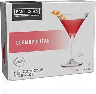 Cosmopolitan Mixer Capsules for Cocktail Machine – Home Bar Mixology Cocktails Mix Pod Capsule Set to Use with The Bartesian Cocktail Drink Maker Machine – Pack of 8