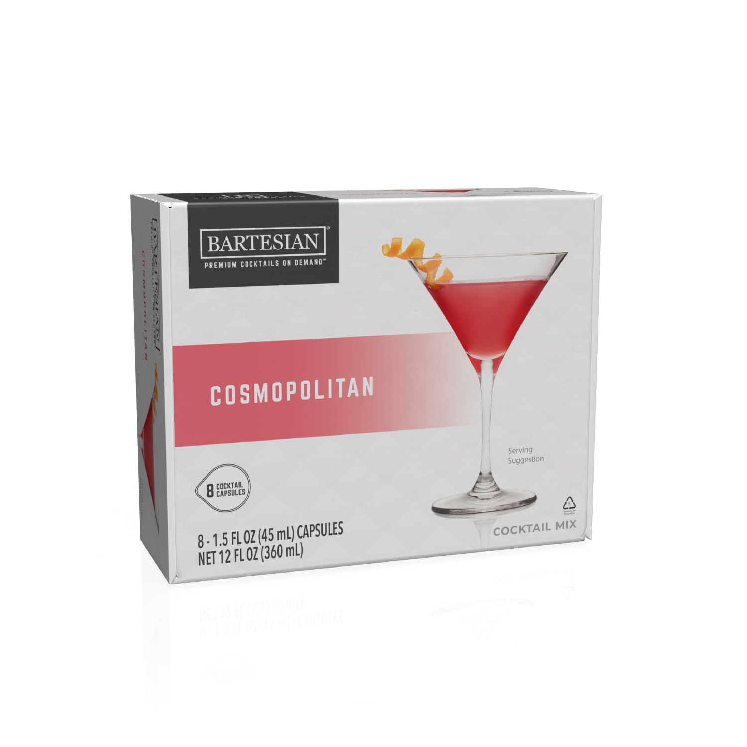 Bartesian Cosmopolitan Mixer Capsules for Cocktail Machine – Home Bar Mixology Cocktails Mix Pod Capsule Set to Use with The Bartesian Cocktail Drink Maker Machine – Pack of 8