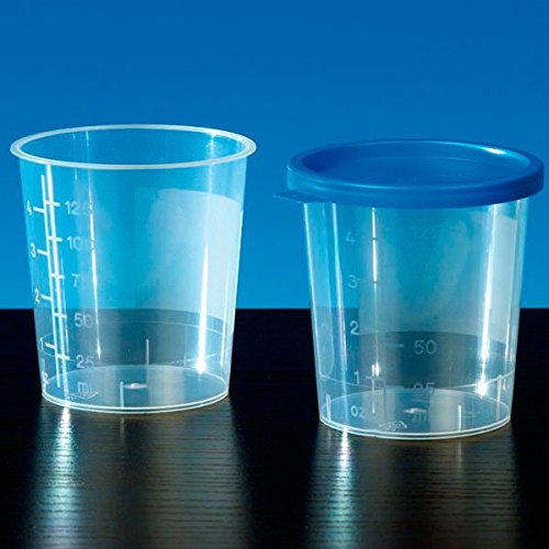A8 7003 Urinbecher mit blauem Schnappdeckel, Unsteril, 125 mL Volumen (500 er-Pack)