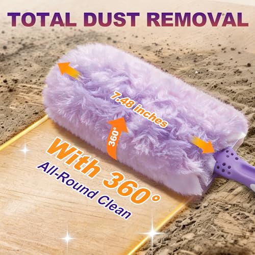 Image of JOYMOOP Scented Telescopic Duster kit, 3FT Extendable Handle (Purple) + 24 Purple Refills for Swiffer Feather Duster,Easy Cleaning for Ceilings, Ceiling Fans, Blinds, Vents & Shelves