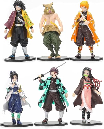 Image of Awestuffs Set of 6 D Slayer Action Figures Limited Edition for Car Dashboard, Decoration, Cake, Office Desk & Study Table (Set of 6) (D Slayer)