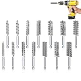 【Zylinder-Drahtbürste Set】14 Stück Edelstahl-Lochbürsten mit Griff (einschließlich Durchmesser von 8 mm, 9 mm, 10 mm, 11 mm, 12 mm, 13 mm, 14 mm, 15 mm, 16 mm, 17 mm, 19 mm, 20 mm, 22 mm und 25 mm), ausreichende Menge und verschiedene Größen können Ihre unterschiedlichen Bedürfnisse erfüllen und geeigneter Ersatz für herkömmliche Handdrahtbürsten sein.