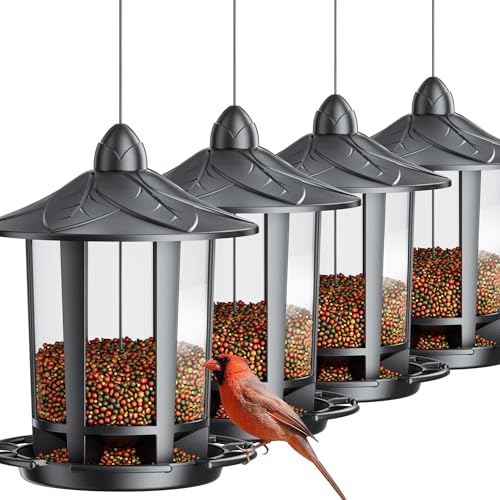 Birdream 4 Pack Bird Feeders for Outdoor Hanging, Classic Castle Design Fun Assembly Bird Feeder, Attracting Wild Birds Cardinals Goldfinches Chickadees Finches Sparrows