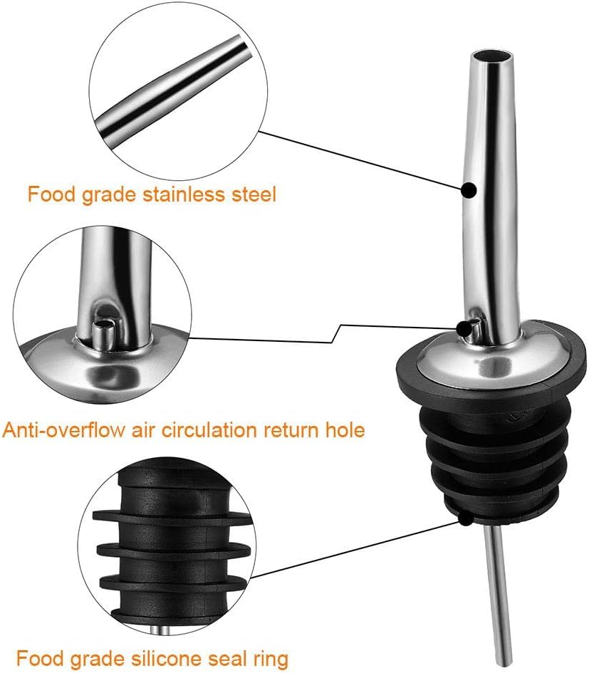 BALTRE 6-Piece Bottle Pourers Set including 6 Adapters, Conical Rubber Seal, Conical Pourers and Dispensers for Wine Spirits - Image 3
