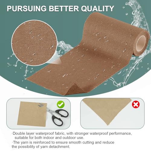 Image of Linen Canvas Repair Tape, 4 x 63 Light Brown Waterproof Self-Adhesive Patch for Outdoor Gear, Durable and Weatherproof Fabric Tape for Boat Covers, Tents, Sofas,Sun Shades,Awnings, and Lounge Chairs