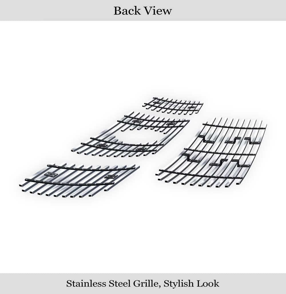 APS Compatible with Nissan Titan 2004-2006 & 07 Titan Classic Model & 04-07 Armada with Logo Show Main Upper Lower Bumper Stainless Steel SS Chrome Billet Front Grill Grille Insert Combo N67992A