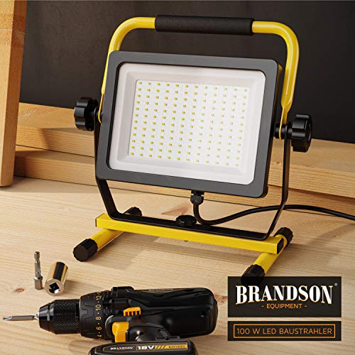 Brandson - 100W LED Baustrahler 144 SMD LEDs – Arbeitsleuchte – Bauscheinwerfer – Baulampe - Tragegriff 6000K – 10000… – Bild 6