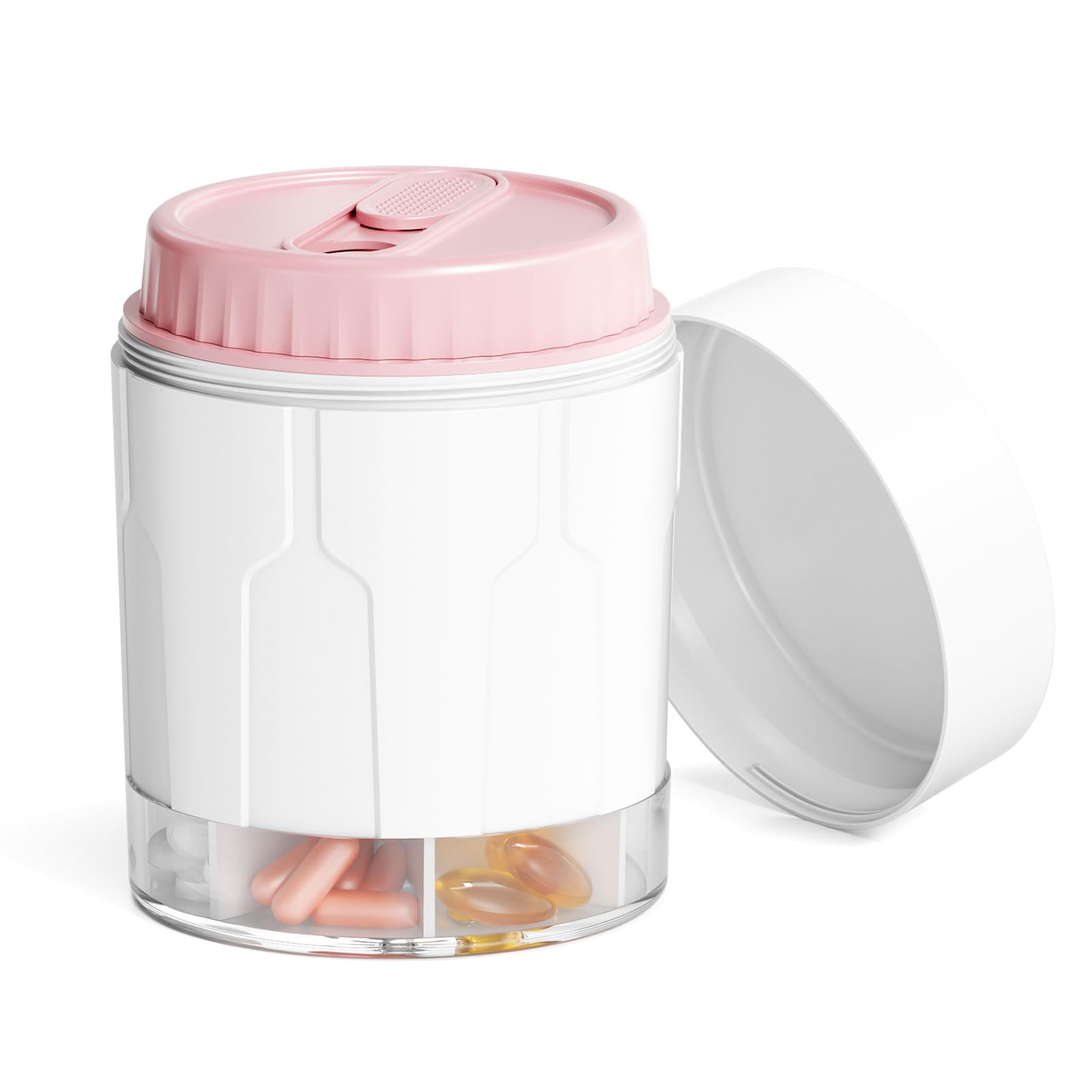 Large Pill Box 7 Day, Travel Pill Box Organisers with 7 Extra Large Compartments, Weekly Tablet Organiser, Portable Pill Dispenser to Hold Monthly Medicine Storage Vitamin, includes 21 Pcs Labels