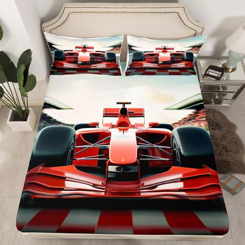 Drap-housse voiture de course lit double avec poches profondes