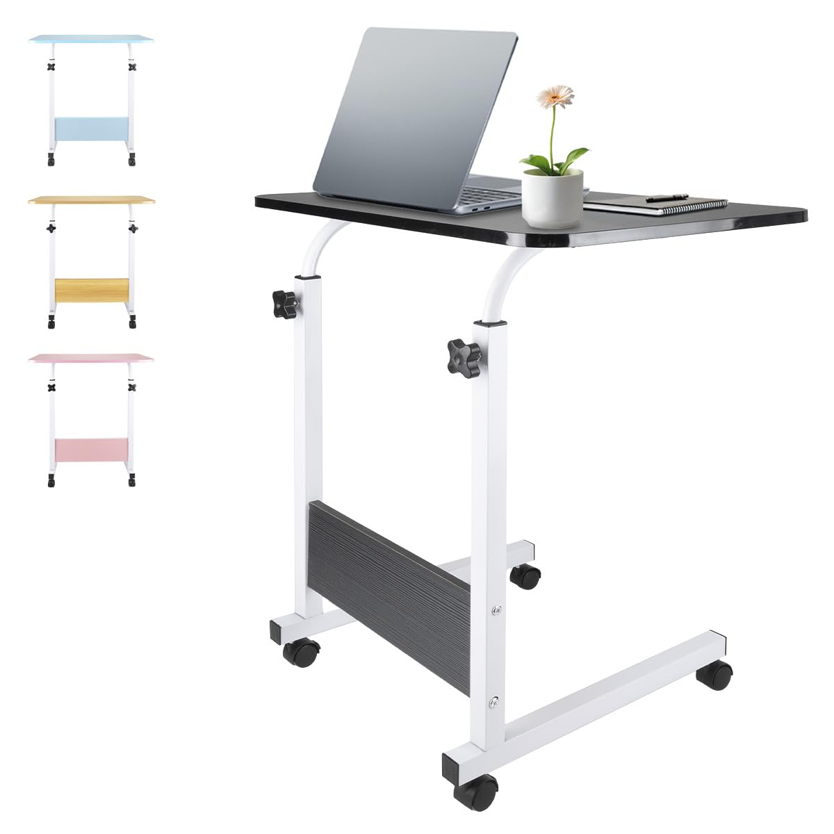 SELECTSHOP Mesa Pupitre Escritorio Portátil Movil para Laptop Solido Estable Mesa para Laptop Escritorio De Computadora Escritorio De Pie Altura Ajustable con Ruedas Home Office (Negro)