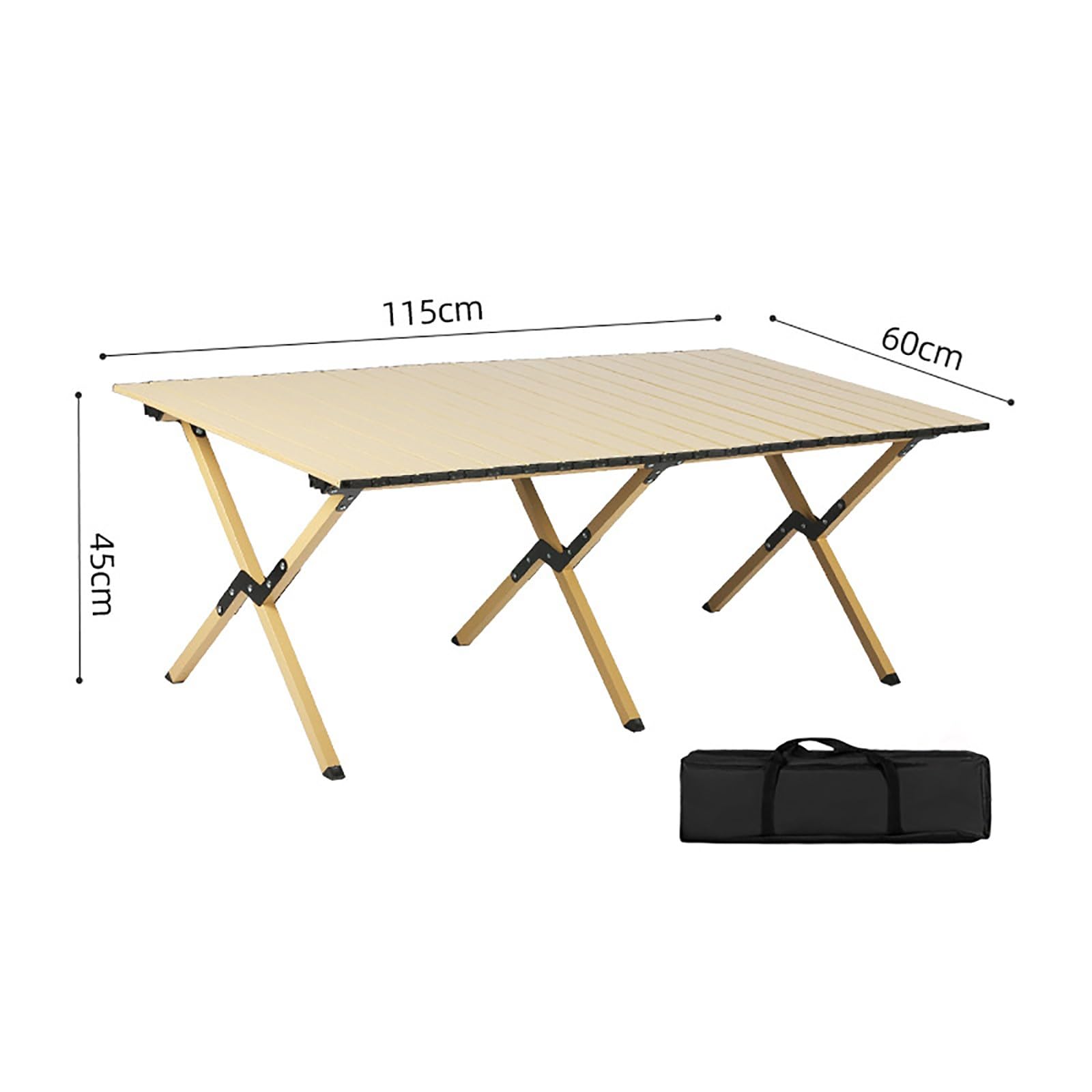 Tavolo da campeggio pieghevole,tavolo basso in alluminio leggero e arrotolabile,tavolo da picnic portatile con borsa per il trasporto per esterni,spiaggia,picnic,cortile,barbecue e feste Beech,115cm