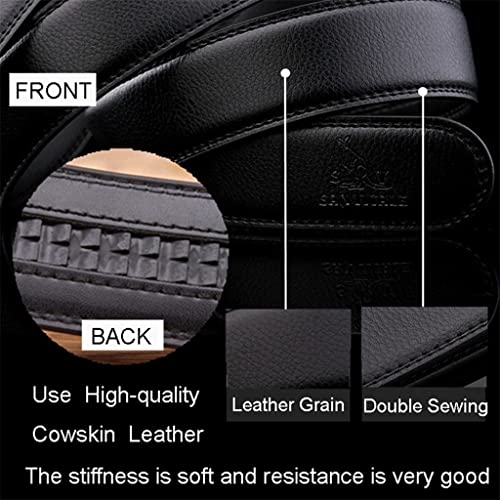 Men's Belt Belts Leather Waistband Suspenders Man Gift Black Stretch Buckles (Color : Black, Size : 125cm)3