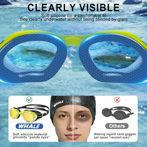 Image of Whale Swim Goggles Polarized Anti-Fog Lenses, Unisex | 100% UV Protection | Anti-Fog Goggles High Definition, Wide-Angle View