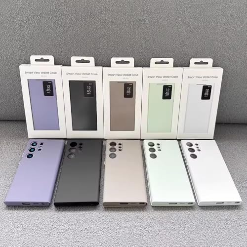 Image of Ultra-Hybrid for Samsung Galaxy S23 Ultra Smart-View Wallet Flip Case - Protective Leather Cover with Smart Screen Display, Tap Control, Slim Design, and Built-in Card Holder (Lilac)