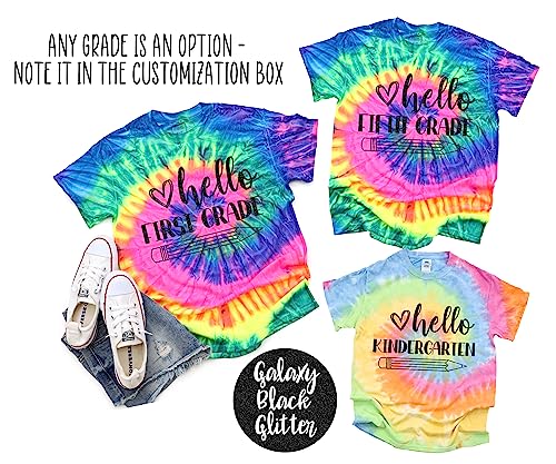 Tie Dye Back to School T-Shirt Hello Grade Tee Shirt Neon Pastel First Second Fifth Sixth Preschool Tie-Dye Any Grade Teacher Elementary2