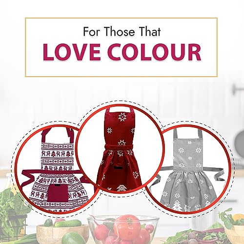 Ragged Rose Christmas Apron, Kids Aprons for Cooking & Dishwashing, Frilly Apron with Adjustable Neck Strap, Front Pocket - Image 3