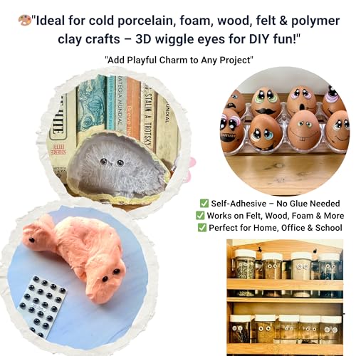 Image of 3D Resin Doll Eyes - 7mm Self-Adhesive Craft Eyes (24 pcs / 12 Pairs) - Realistic Cabochon Eyes for Amigurumi, Dolls, Polymer Clay, Cold Porcelain, Felt & DIY Crafts (Gray)