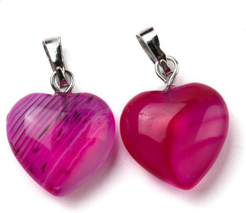 DanLingJewelry 10Pcs Purple Natural Gemstone Pendants Heart Shape Crystal Agate Stone Charms for Jewelry Making Necklaces Bracelets Crafts - Image 3