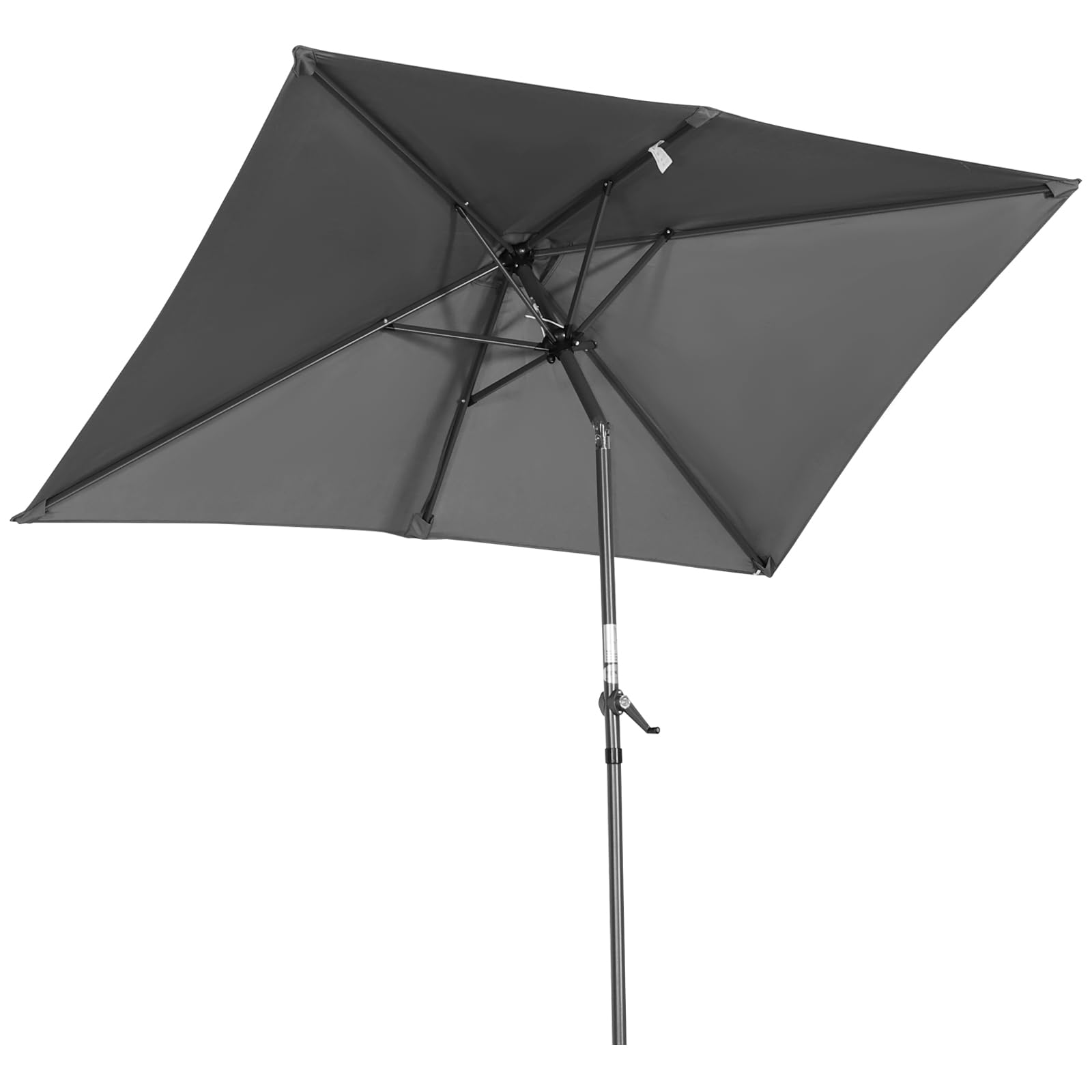 Angel Living 2.1x1.4M Sombrilla Parasol de Acero y Poliéster, Parasol Inclinado con Manivela, Mástil Acero 38mm (Gris)