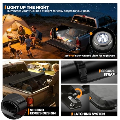 Image of Auto Dynasty Soft Roll-up Tonneau Cover for 09-18 Ram 1500 5.7FT Fleetside | Truck Bed Cover Compatible with 09-18 Ram 1500, 2019-2025 Ram 1500 Classic, 5.7Ft /68Inch Fleetside Bed, Soft Vinyl Top