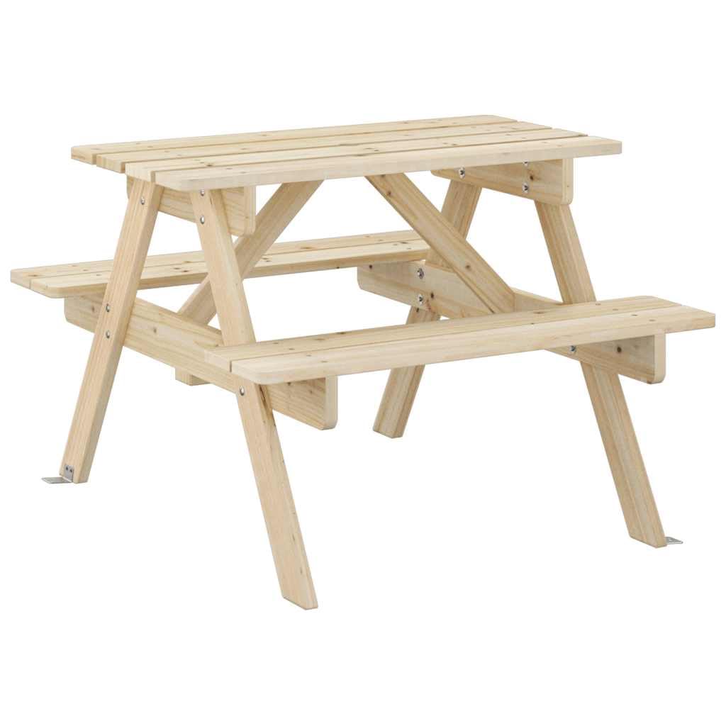 Tavolo da picnic per 4 bambini, in legno di abete massiccio con foro per ombrellone, 71 x 79 x 52 cm, struttura a forma di A, per giardino, terrazza, balcone, veranda, campeggio, barbecue
