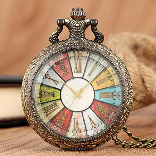 AxBALL Colorful Case Pocket & Fob Watch With Chain Vintage Necklace Men Pendant Clock Women Gift