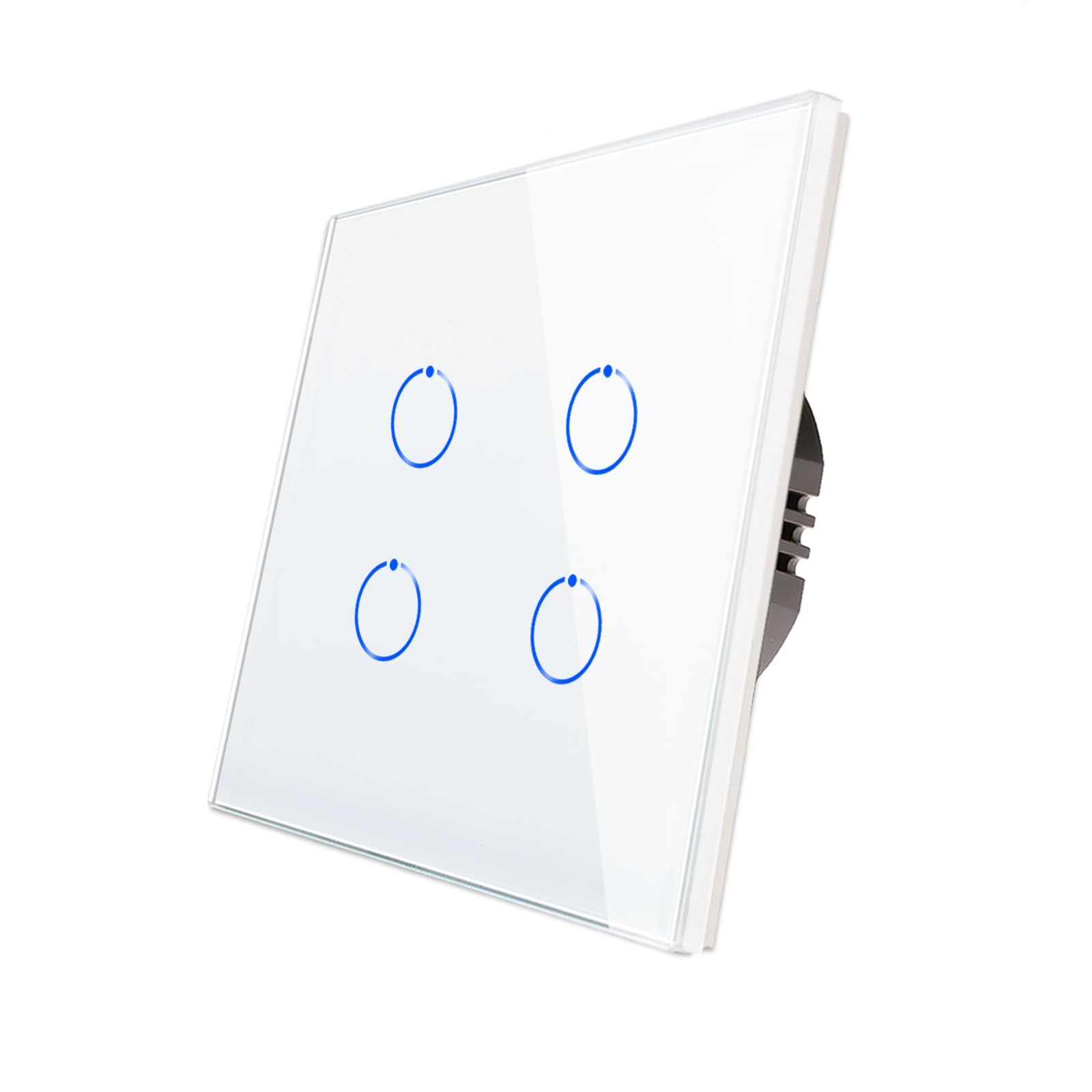 CNBINGO Touch Light Switch, White Light Switch, Tempered Glass Panel with LED Backlight, No Neutral Wire Required, 4-Gang 1-Way, AC 240V 500W/Gang — image 1
