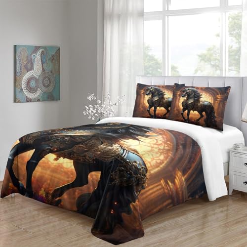 Housse de couette cheval 3D pour lit simple ado 140x200cm - 5
