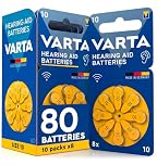 80 Piles Auditives Taille 10 (Jaunes) PR70 VARTA Longue Durée Tension Stable Résistantes aux Fuites Zinc Air Compatibles avec Tous Les Dispositifs Made in Germany - 10 Blisters de 8 Piles