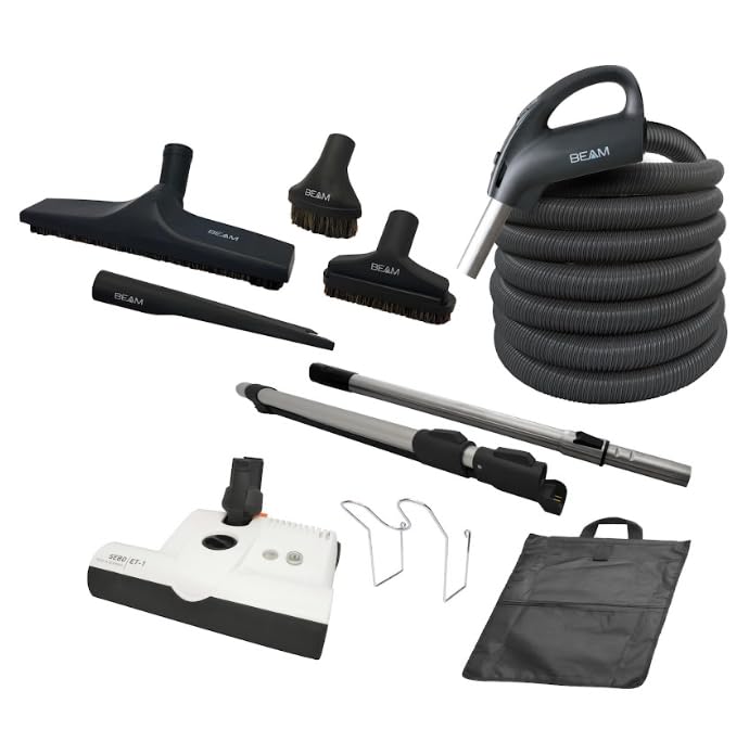 Beam Central Vacuum Powerhead Attachment Kit 110/24V - SEBO ET-1 with 35 ft Hose, Extension Wand, Floor Brush | Central Vacuum Accessories