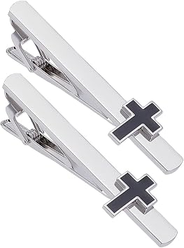 WEBEEDY 2PCS Tie Clip for Men Cross Tie Bars Mens Ties Clips Pin Set Suitable for Business Anniversary Parties Meeting Wedding Gift