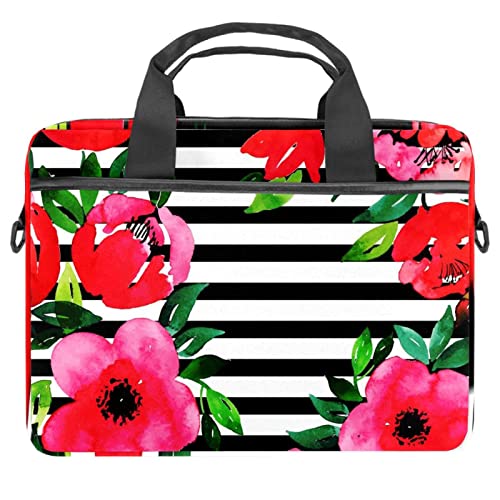 Sac à bandoulière pour ordinateur 13 à 14.5 pouces à motif floral et rayures multicolores