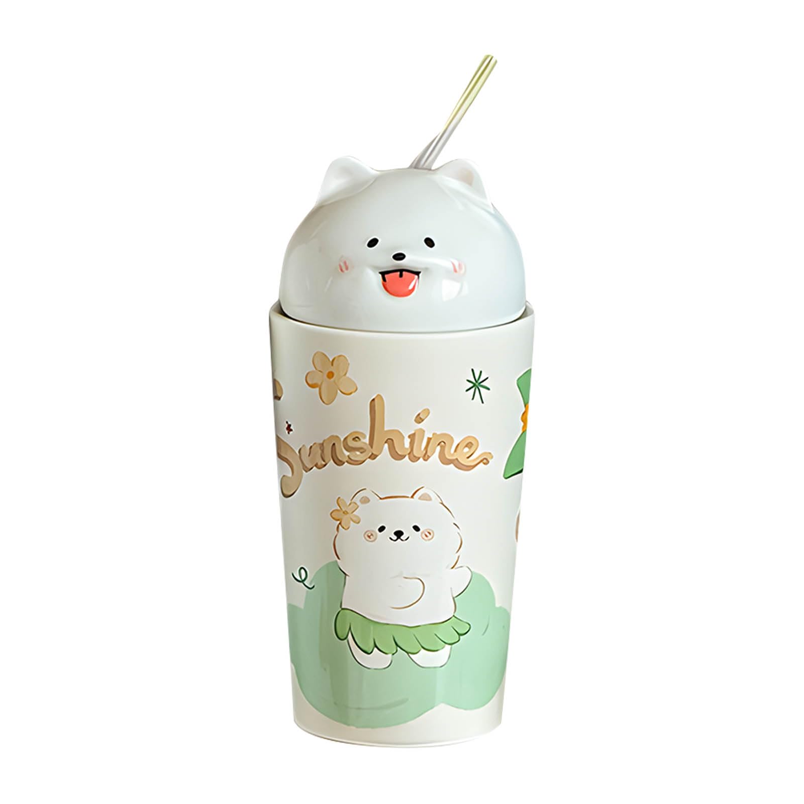 Buxuaaaa Premium Ceramic Tea Cup with Samoyed Dog Creation Dishwasher Warmth Immune for Daily Beverages Sweet Dog Coffee Cup